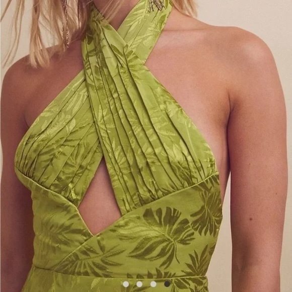 Free People SAU LEE Livi Bodycon Mini Halter Dress Size 4 NWT $398 Lime Green - Picture 3 of 8